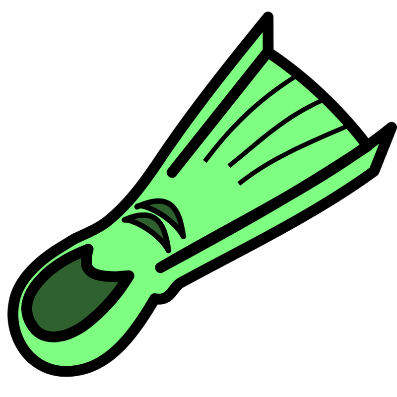 A green rubber scuba flipper.